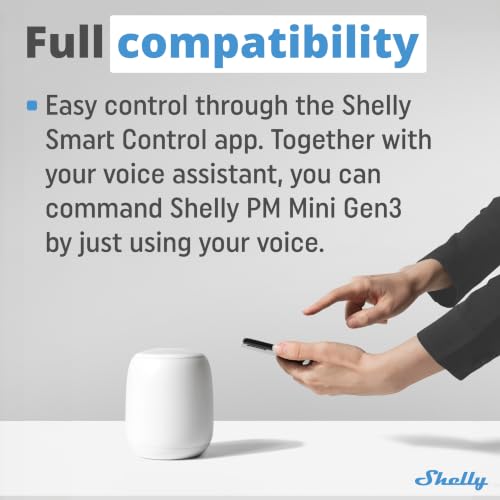 Miniatura 8 de Shelly Pm Mini Gen3- Medidor De Consumo Inteligente Wi-Fi Y Bluetooth, 1 Canal, 16 A, Control Remoto, App Ios,Android, Compatible Con Alexa Y Google Home, No Hub Requerido