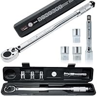 CCLIFE Drehmomentschlüssel Auto 1/2 Zoll, 28-210 Nm, Drehmomentschlüssel 6tlg Set für Motorrad inkl. 3 Stecknüsse 17/19/21 mm 1 Verlängerung