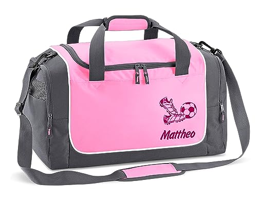 Sporttasche mit Name | Fußballschuhe ROSA personalisierbar individuell Bedruckt Geschenk für Kinder & Erwachsene kleine Reisetasche Schulsport Geschenk Schulanfang Schulkind