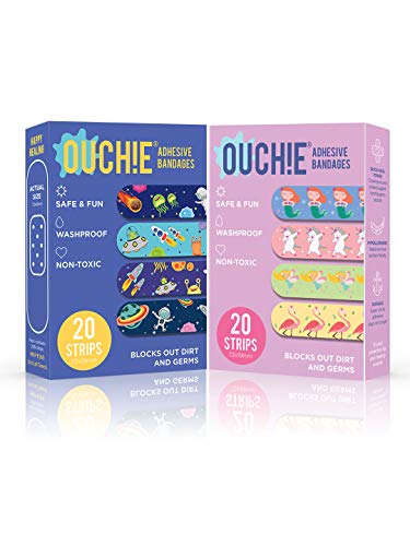 Image of Ouchie Non-Toxic Printed Bandages Double Combo (40 Pack) - Space Blue & Lavender