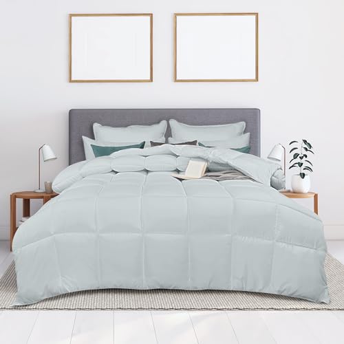 Image of Utopia Bedding Comforter Duvet Insert, Quilted Comforter with Corner Tabs, Box Stitched Down Alternative Comforters (Light Grey, Double)