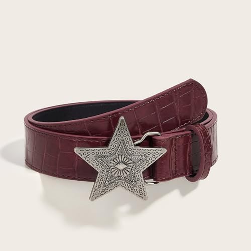 Five-pointed Star Buckle Belts For Women Cool Waist Belt 2000s Embossing Belt For Teens Girl Western Waistband4