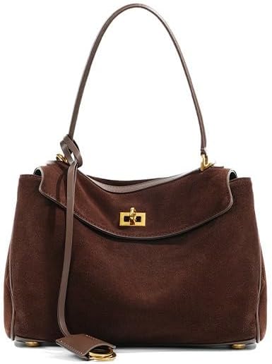 AIDRANI Genuine leather cowhide women's shoulder bag with detachable shoulder strap, flap buckle and underarm handbag purse