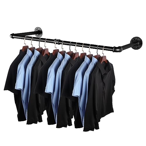AddGrace Industrial Pipe Clothes Rack Black Wall Mounted Clothing Rack
