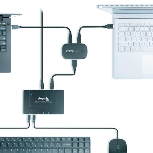 Image of Plugable USB 2.0 Sharing Switch for One-Button USB Device Port Sharing Between Two Computers (A /B Dual Computer Switch)