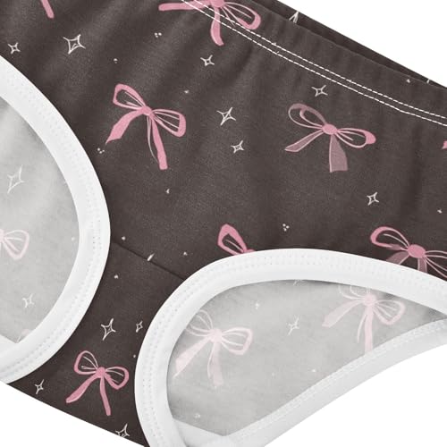 Wusikd Cute Pink Bows Dark Girls' Underwear Cotton Girls Briefs Soft Toddler Underwear 2T4