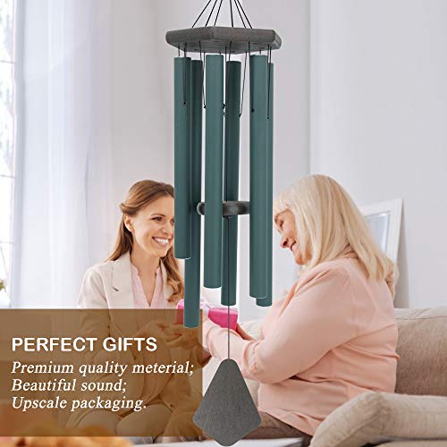 Sympathy Wind Chimes Outdoor Deep Tone,36Inch Melody Wind Chimes Large With 6 Heavy Tubes Tuned Bass Tone,Memorial Windchimes Personalized For Mother Father,Garden Decor Chime,Forest Green #TOP4