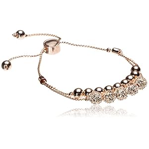 GUESS-Rose-Gold-Bracelet-with-Stones GUESS Rose-Gold-Tone Two Row Slider Bracelet with Metal and Crystal Pave Beads