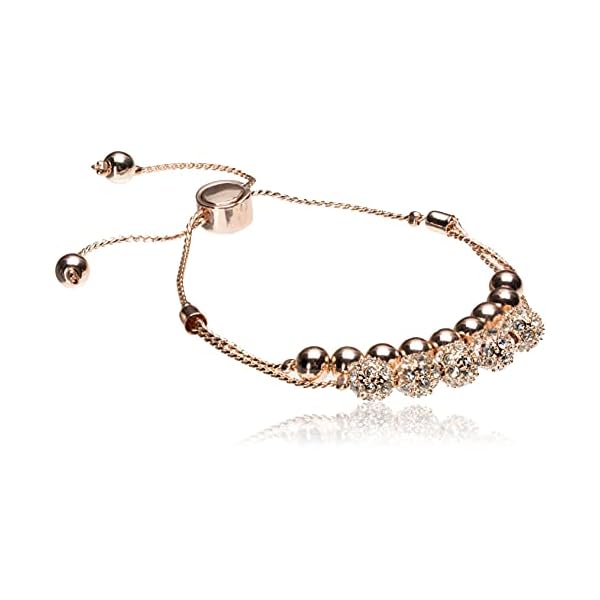 GUESS Rose-Gold-Tone Two Row Slider Bracelet with Metal and Crystal Pave Beads