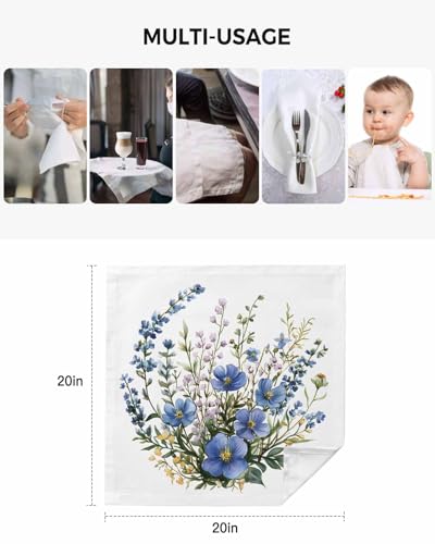 Servilletas de Tela Pack 4 Floral Azul y Verde miniatura 5