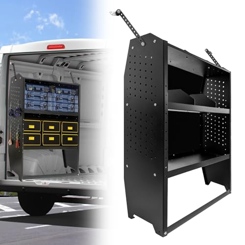 FomanXtre Cargo Van Shelving Steel Storage System Fit for Transit Connect 2014+, Chevy City Express, Promaster City, NV200, Steel Cargo Van Shelves 32" W x 43" H x 13" D