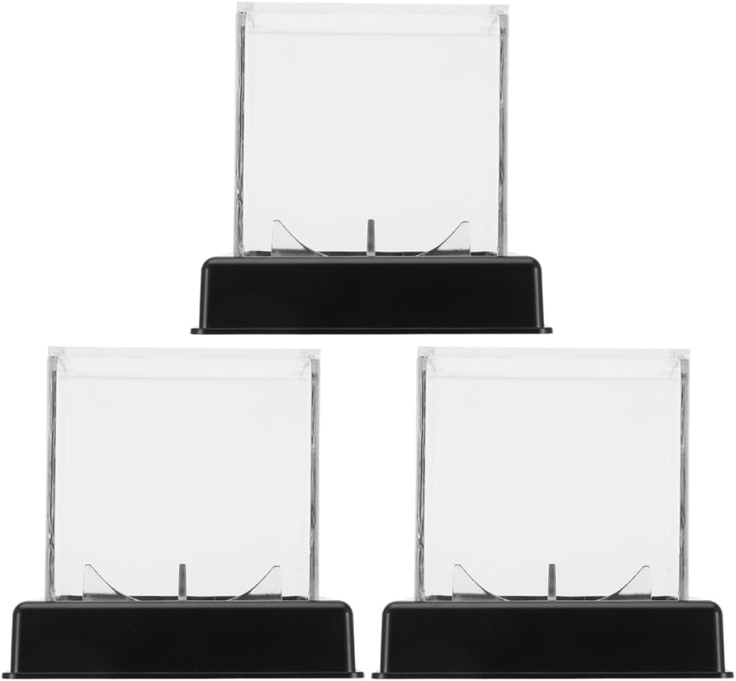 NOLITOY 3pcs Baseball Display Case Acrylic Ball Display Box with Black Base Dustproof Cover for Sports Memorabilia Storage and Showcase