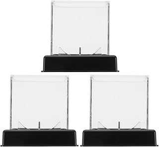 KICHOUSE 3pcs Baseball Display Case Set with Acrylic Boxes and Black Base, Dustproof Display Cubes for Baseballs, Softballs, and Tennis Balls, Sports Memorabilia Storage for Collectors