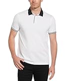 Perry Ellis Men's Icon Polo Shirt With Solid, Breathable, Moisture-Wicking Fabric (Sizes Small-5Xl), White/Black, Large