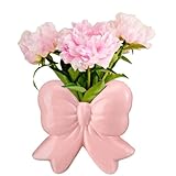 Pink Bow Ceramic Vase Contemporary Design Decorative Pink Bow Decor Vase Pen Holder Makeup Brush Holder Home Office Shelf Table Living Room