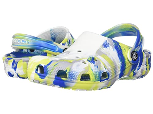 Image of crocs Unisex Adult Classic Marbled Clog K WHI /BCb White /Bright Cobalt (207464-1E8)