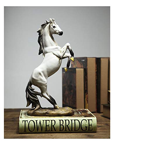 Better Us Horse Statue Figurines - Resin Standing Fighting Horse Sculpture Home Office Decoration Tabletop Decor Ornaments (White) #TOP1