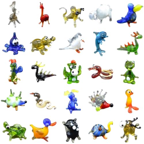 Amazon.com: Set of 25 Mini Glass Animal Figurines (1”) – Hand
