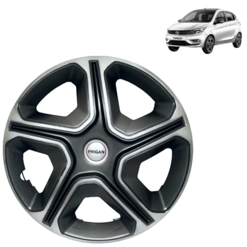 Image of PRIGAN TATA Tiago Grey Silver Wheel Cover 14 inch for Tata Tiago (XT & XZ Only) (Set of 4 Pcs) (Press Fitting) Model Name- Nexon Grey Silver 14
