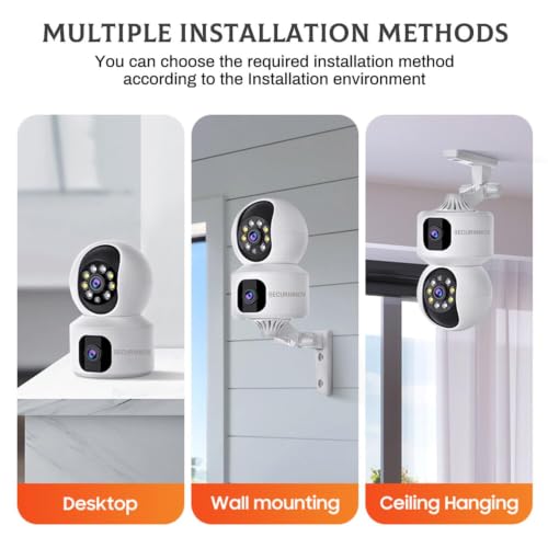 Image of securinnov 5MP Indoor WiFi Smart CCTV Camera for Home | 1080p Full HD | Color Night Vision | Motion Detection | Two Way Audio | Wireless Home Security Camera with Mobile App V380 Pro (Upro Dual Lens)