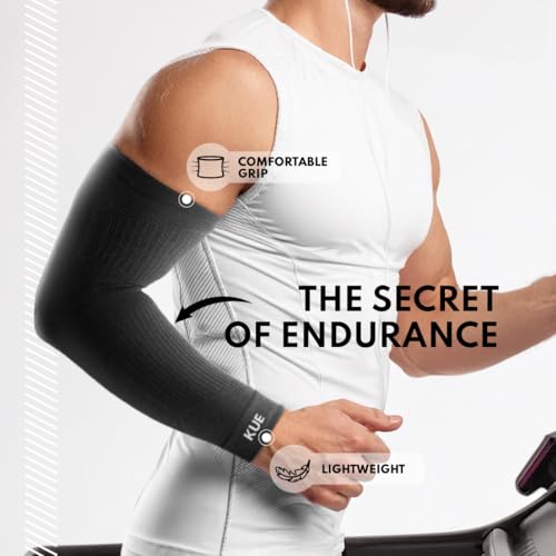 Image of KUE Compression Arm Sleeves for Men & Women | Sports Arm Sleeves for Running, Cricket & Cycling | UV Protection Cooling Sleeves | Arm Compression Sleeve for Joint Pain Relief