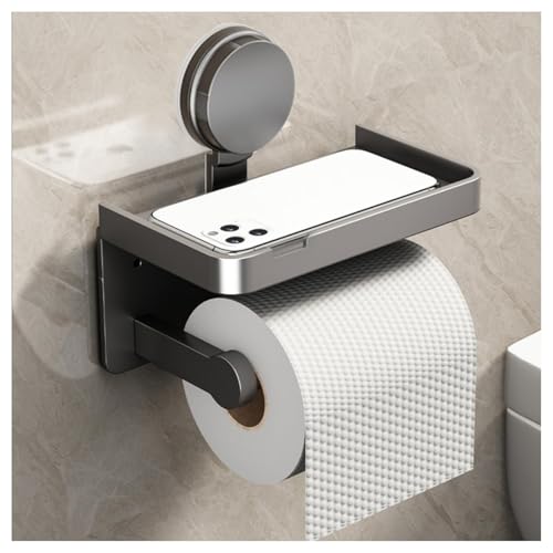 Kequsprk Toilet Paper Holder Wall Mount No Drill Wall-Mounted with Shelf