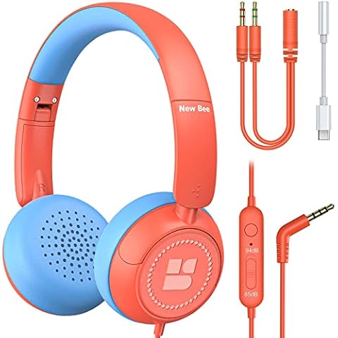 New Bee Auriculares para niños con micrófono y limitador de volumen Cover