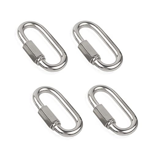 Lependor Quick Links, 304 Stainless Steel Carabiner D Shape Chain Links For Camping, Outdoor, Fence Gate Swings, Pet Dog - 4 Pcs M8 (5/16") #TOP12