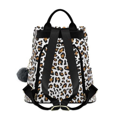 Sac à dos imprimé léopard marron blanc femme avec poche zippée
