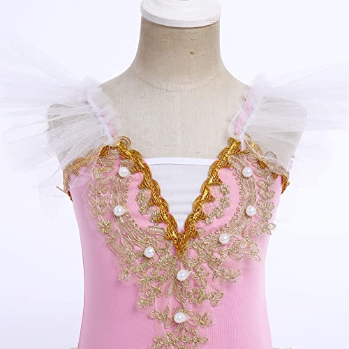 Robe de danse pour enfant fille avec justaucorps rose de ballet 9 ans - 4