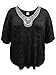 LEEBE Plus Size Embellish Dolman Mid-length Sleeve Top (1X-5X) (2X (18-20), Black)