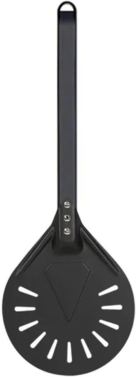Pizza Shovel Aluminum Turning Small Peel Paddle Short Round Tool Non Slip Wooden Handle 7 8 9 Inch Perforated(9 inches 80cm)
