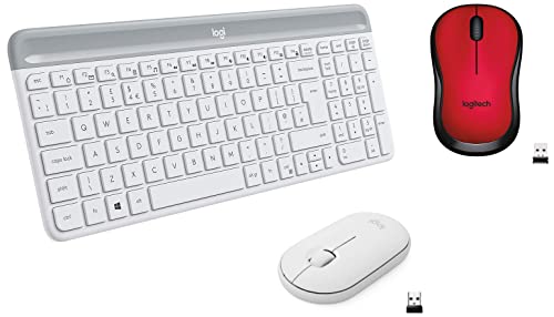Image of Logitech MK470 Slim Wireless Keyboard and Mouse Combo - Modern Compact Layout & M221 Wireless Mouse, Silent Buttons, 2.4 GHz with USB Mini Receiver, 1000 DPI Optical Tracking, 18-Month