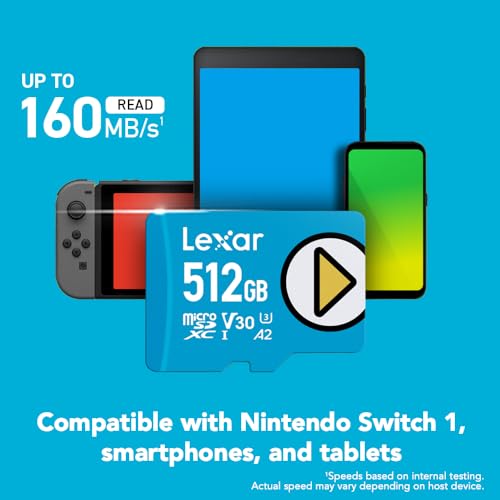 Lexar 512GB Play Blue Micro SD Card, 160MB/s Read, 4K, V30, UHS-I, A2 - image 2