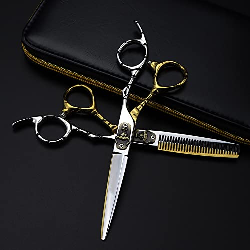 Ciseaux de coupe de cheveux en acier 440C avec motif tête de taureau durable
