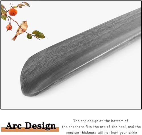Cuchara para zapatos de hombres que evita agacharse gracias a su mango largo de madera 7