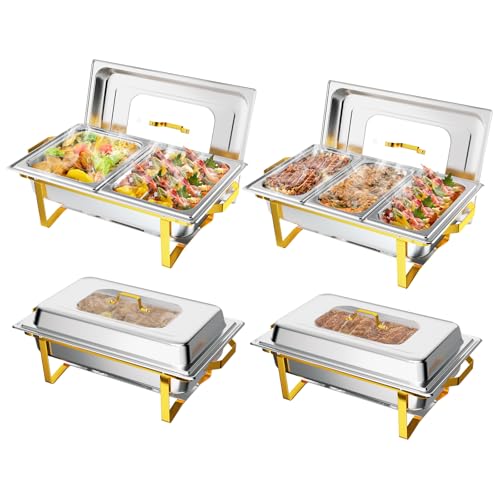 ROVSUN Chafing Dishes for Buffet 4 Pack, 9QT Chafing Dish