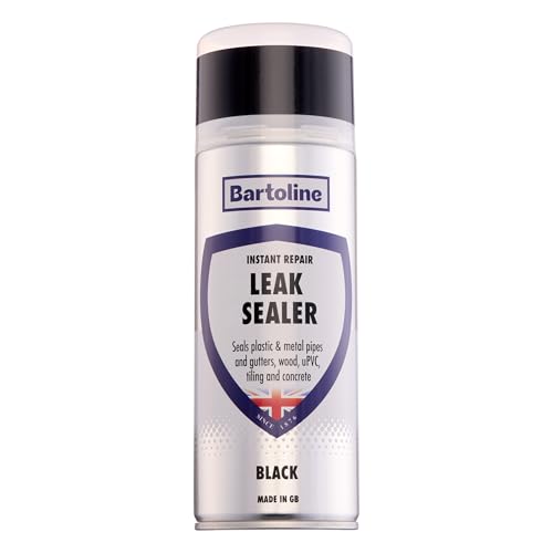 Bartoline Leak Sealer Black 400ml – Premium Waterproof Spray Sealant for Instant Repairs Seals Pipes, Gutters, Wood, uPVC, Concrete Weatherproof, Durable and Overpaintable Satin Finish