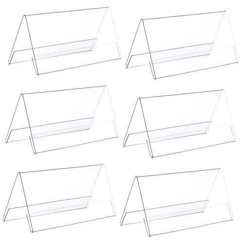 Cabilock 6pcs Acrylic Display Stand Double Sided Name Plate Holders for Office Weddings Events Stable Base Design for Meeting Labels Table Numbers and Menus
