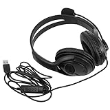 HOOTNEE Usbヘッドセット ゲーム用ヘッドフォン ノイズキャンセリング マイク付き プラスチック製 光るデザイン 低音 ステレオイヤホン コンピューター用 在宅勤務 オンライン授業 ブラック
