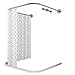 HJHY@ Barre Rideau Douche Extensible sans Percage Arrondie en Forme de U Tringle Rideaux Douche Angle Arquée Antirouille avec Barrage d'eau de seuil de Douche, Réglable 80 to 120 x 100 x 80 to 120