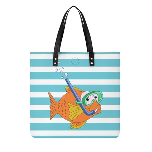 Sac poisson rouge plongée femmes - Sac à main shopper grand format et sac à bandoulière