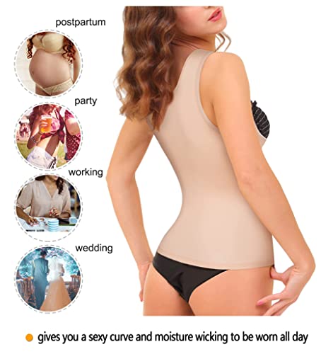Gotoly Women's Waist Cincher Tummy Control Shapewear Compression Vest Invisible Body Shaper Beige #TOP3