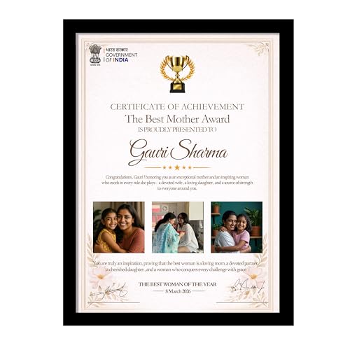Image of Customized Photo Frame Wall Decor Award, Certificate Gift For Mother Sister Wife Girlfriend and Friend, Personalized Women's Day and Mothers Day Photo Frame Gift For Home Living room Bedroom 23x32 cm