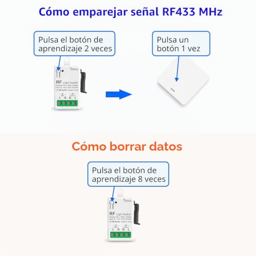 Miniatura 6 de Dieserc Interruptor De Luz Inalámbrico, Interruptor Transmisor Rf Para Panel Mural De 86 Y Controlador Receptor De Relé De 10 A, Para Luces De Hasta 1500 W