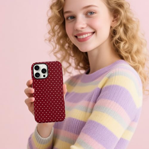 flewfun Magnetic for iPhone 15 Case Cute Polka Dot Phone Case, Shockproof Slim TPU and Hard PC Protective Phone Cover Compatible with MagSafe Designed for Women Girls, Red by flewfun - Used condition - Image 7