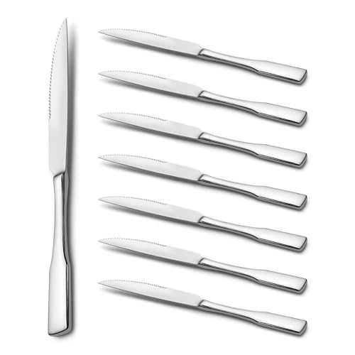 Alata Kate Steak Knives, Set of 8, 9.5 Inches Stainless Steel Flatware, Mirror Polished Cutlery, Dishwasher Safe by Alata - Used condition - US$15.83