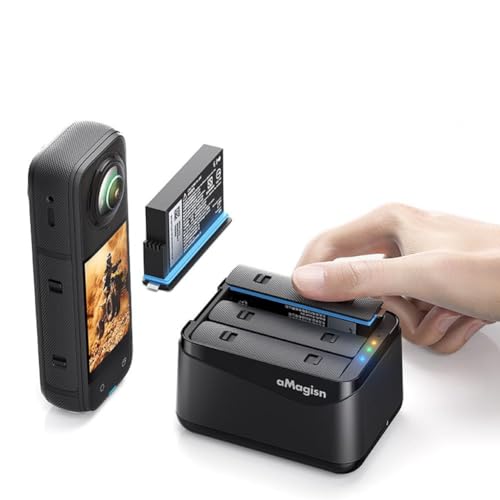 For Insta360 x5 チャージャー 充電台 充電スタンド 3個同時充電可能 急速充電 バッテリー 充電器 自動ポップアップ設計 カード2枚収納可 充電ケーブル付き for インスタ360 X5 カメラ用アクセサリ