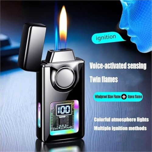 Encendedor eléctrico dual con llama y recarga USB miniatura 3