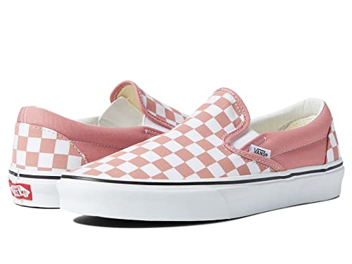 Vans Men's Classic Slip On, (Checkerboard) Rosette/True White, Size 4.5